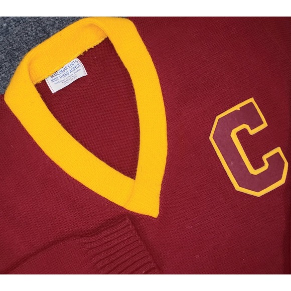 Marlomar Knits Other - Vintage Marlomar Knits Lettermans Sweater Mens Medium Red Yellow Turbo Acrylic